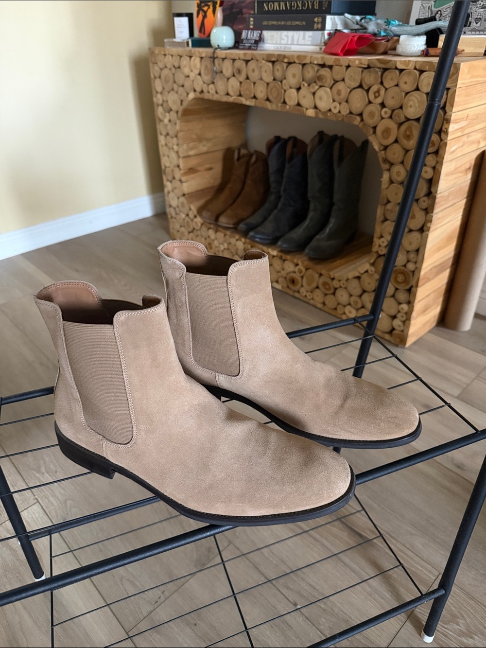 Saks Fifth Avenue Tan Suede Chelsea Boots Worn Twice Size 11